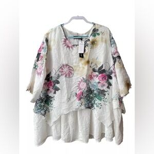 Oneine Floral Print Blouse Sz 5 XL NWT